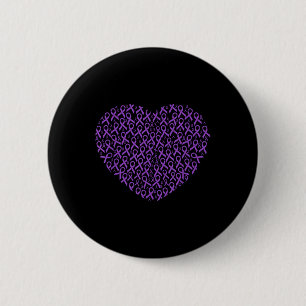 Pancreatic Cancer Awareness Purple Ribbon Heart 6 Cm Round Badge