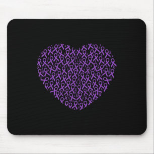 Pancreatic Cancer Awareness Purple Ribbon Heart Mouse Pad