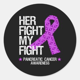 Pancreatic Cancer Awareness Purple Ribbon Her Figh Classic Round Sticker
