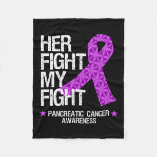 Pancreatic Cancer Awareness Purple Ribbon Her Figh Fleece Blanket