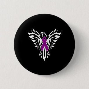 Pancreatic Cancer Awareness  Purple Ribbon Phoenix 6 Cm Round Badge