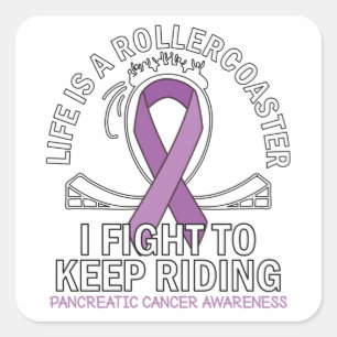 Pancreatic cancer awareness purple ribbon square sticker