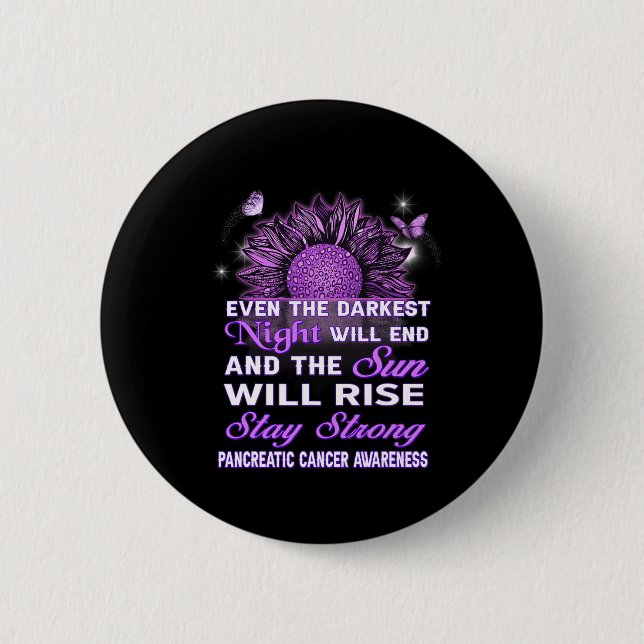 Pancreatic Cancer Awareness Purple Ribbon Sunflowe 6 Cm Round Badge (Front)