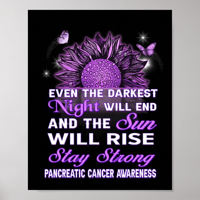 Pancreatic Cancer Awareness Purple Ribbon Sunflowe Poster (Front)