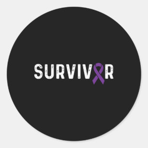 Pancreatic Cancer Awareness Purple Ribbon Survivor Classic Round Sticker