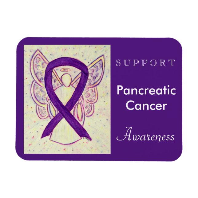 Pancreatic Cancer Awareness Ribbon Angel Magnet (Horizontal)