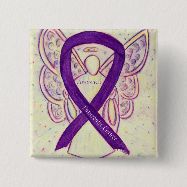 Pancreatic Cancer Awareness Ribbon Angel Pin (Front)