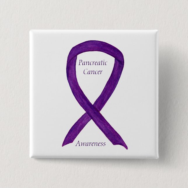 Pancreatic Cancer Awareness Ribbon Custom Art Pins (Front)