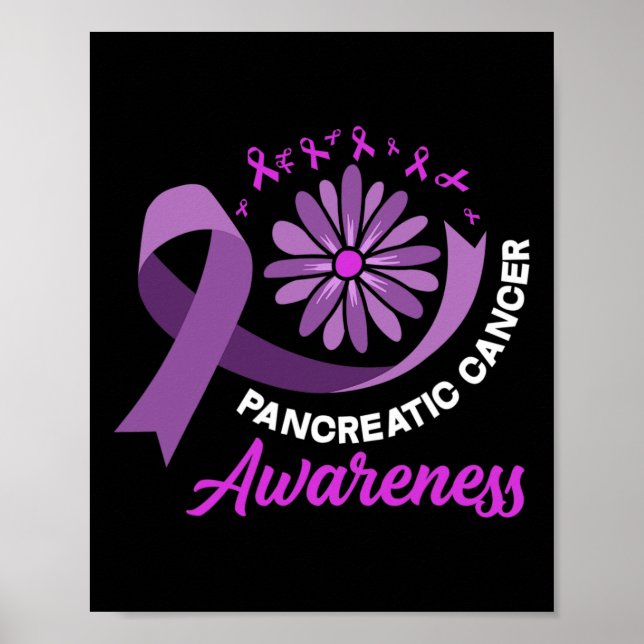 Pancreatic Cancer Awareness Ribbon Pancreatic Canc Poster (Front)