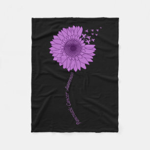 Pancreatic Cancer Awareness Sunflower Purple Fleece Blanket