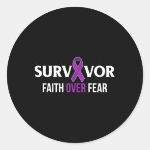 Pancreatic Cancer Awareness Survivor Gift Purple R Classic Round Sticker