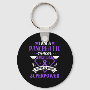 Pancreatic Cancer Awareness Survivor Purple Ribbon Key Ring