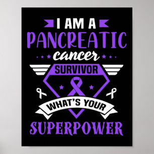 Pancreatic Cancer Awareness Survivor Purple Ribbon Poster