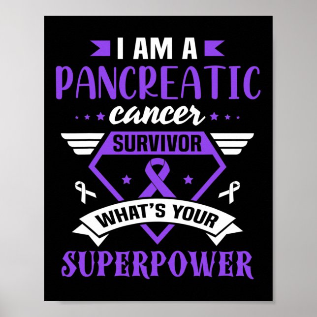 Pancreatic Cancer Awareness Survivor Purple Ribbon Poster (Front)