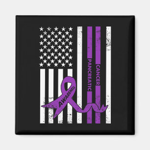 Pancreatic Cancer Awareness  USA American Flag  Magnet