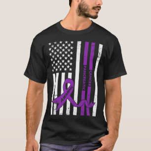Pancreatic Cancer Awareness USA American Flag T-Shirt