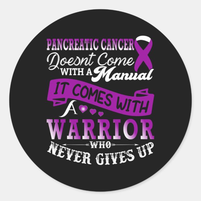 Pancreatic Cancer Awareness Warrior Support Purple Classic Round Sticker (Front)