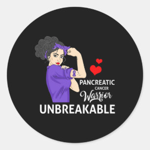 Pancreatic Cancer Awareness Warrior Unbreakable Wo Classic Round Sticker