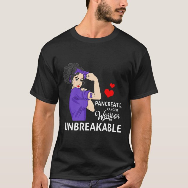 Pancreatic Cancer Awareness Warrior Unbreakable Wo T-Shirt (Front)