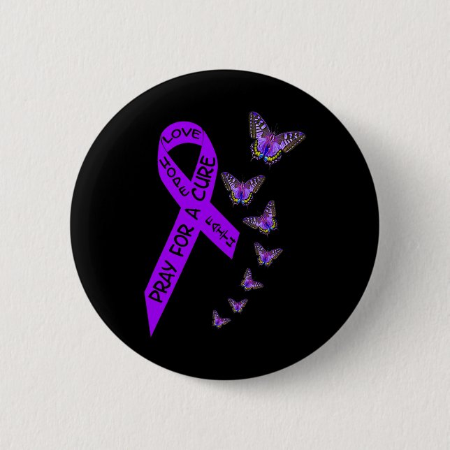 Pancreatic Cancer Awareness Women butterfly Religi 6 Cm Round Badge (Front)