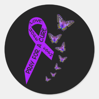 Pancreatic Cancer Awareness Women Butterfly Religi Classic Round Sticker