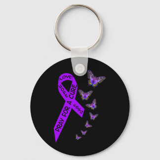 Pancreatic Cancer Awareness Women Butterfly Religi Key Ring