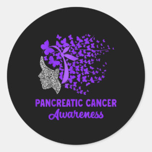 Pancreatic Cancer Awareness Women Girls Classic Round Sticker