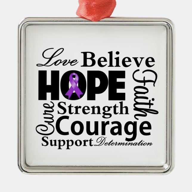 Pancreatic Cancer Collage of Hope Metal Tree Decoration (Front)