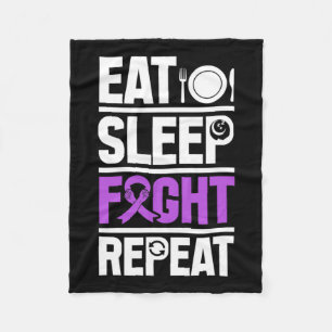Pancreatic Cancer Eat Sleep Fight Purple Ribbon Aw Fleece Blanket