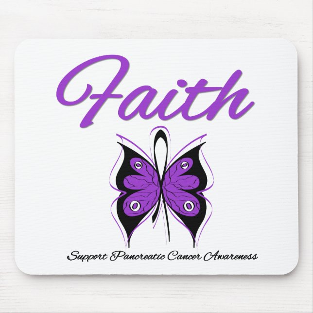 Pancreatic Cancer Faith Butterfly Ribbon Mouse Pad (Front)
