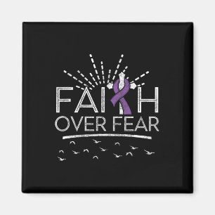Pancreatic Cancer Faith over Fear Purple Ribbon Magnet