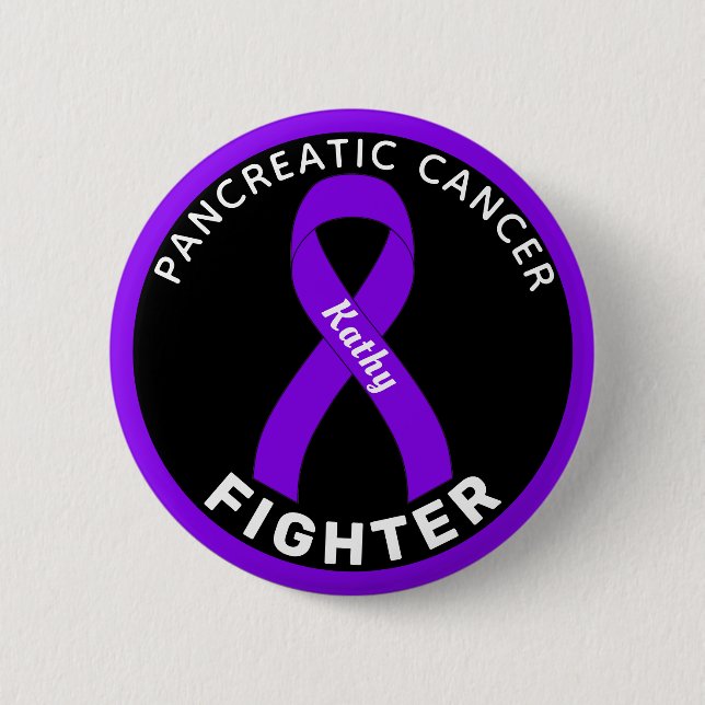 Pancreatic Cancer Fighter Ribbon Black Button (Front)