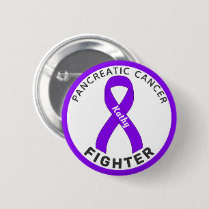 Pancreatic Cancer Fighter Ribbon White Button