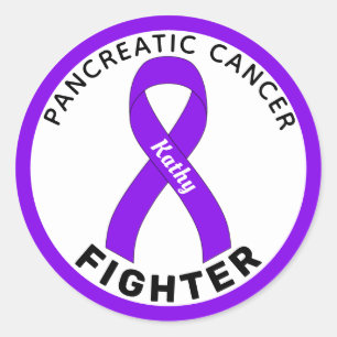 Pancreatic Cancer Fighter Ribbon White Classic Round Sticker