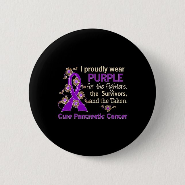 Pancreatic Cancer For Fighters Survivors Taken  6 Cm Round Badge (Front)