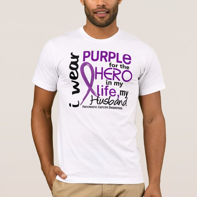 Pancreatic Cancer For My Hero My Husband 2 T-Shirt (Front)