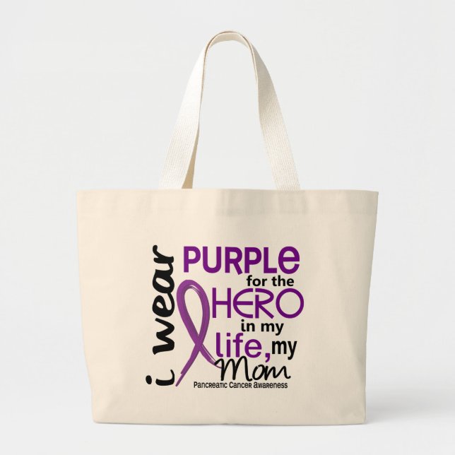 Pancreatic Cancer For My Hero My Mum 2 Large Tote Bag (Front)