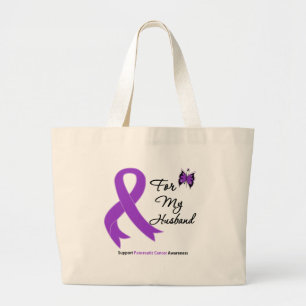 Pancreatic Cancer For My Husband Large Tote Bag