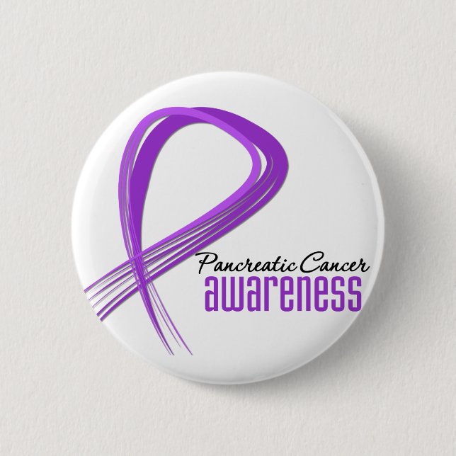 Pancreatic Cancer Grunge Ribbon 6 Cm Round Badge (Front)