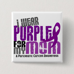 Pancreatic Cancer I Wear Purple For My Mum 6.2 15 Cm Square Badge