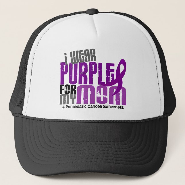 Pancreatic Cancer I Wear Purple For My Mum 6.2 Trucker Hat (Front)