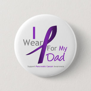 Pancreatic Cancer I Wear Purple Ribbon Dad 6 Cm Round Badge