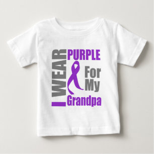 Pancreatic Cancer I Wear Purple Ribbon Grandpa Baby T-Shirt