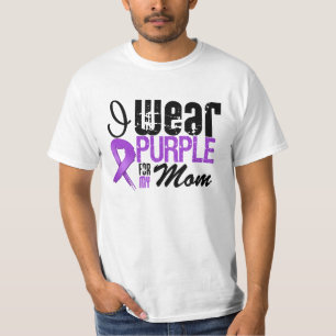 Pancreatic Cancer I Wear Purple Ribbon MOM T-Shirt