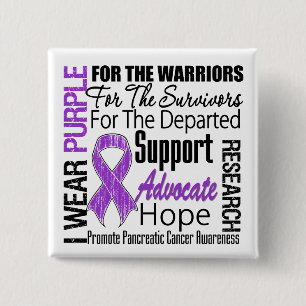 Pancreatic Cancer I Wear Purple Ribbon TRIBUTE 15 Cm Square Badge