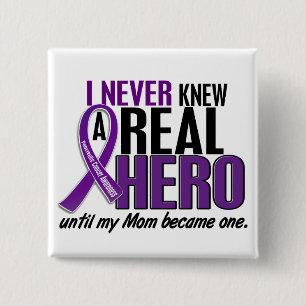 Pancreatic Cancer NEVER KNEW A HERO 2 Mum 15 Cm Square Badge