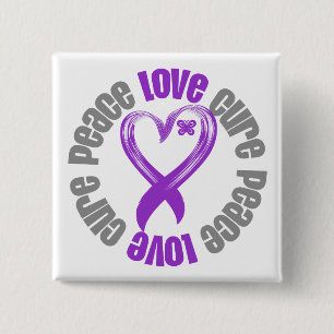 Pancreatic Cancer Peace Love Cure Ribbon 15 Cm Square Badge