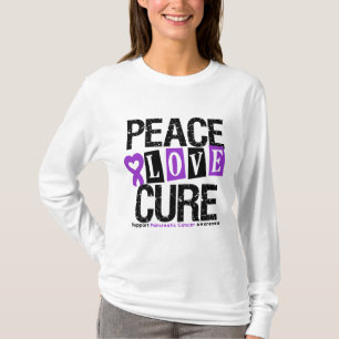 Pancreatic Cancer Peace Love Cure T-Shirt