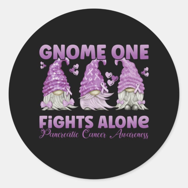Pancreatic Cancer Purple Gnome Classic Round Sticker (Front)