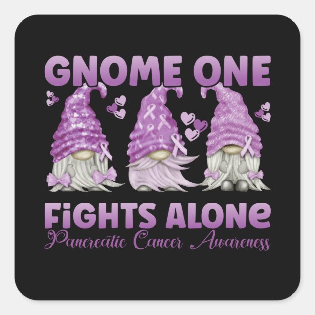 Pancreatic Cancer Purple Gnome Square Sticker (Front)